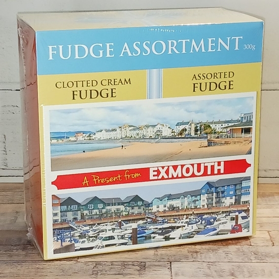 Picture of CLOTTED CREAM FUDGE POSTCARD EXMOUTH 300G X 10