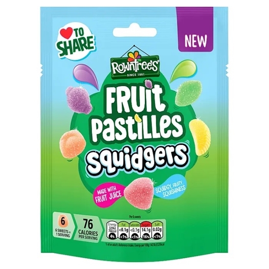 Picture of ROWNTREE FRUIT PASTILLIES SQUIDGERS POUCH 120G X 9