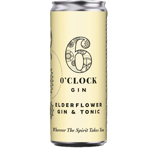 Picture of 6 O'CLOCK ELDERFLOWER GIN & TONIC CAN 250ML X 12 