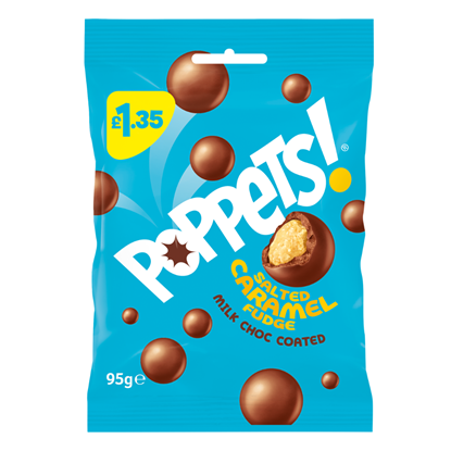 Picture of PM £1.35 POPPETS SALTED CARAMEL POUCH 95g x 10