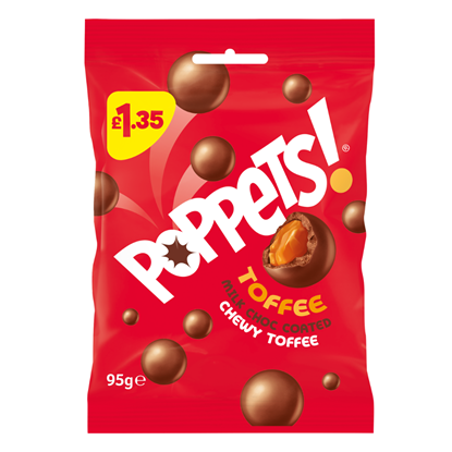 Picture of PM £1.35 POPPETS TOFFEE POUCH 95g x 10