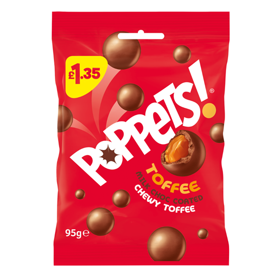Picture of PM £1.35 POPPETS TOFFEE POUCH 95g x 10