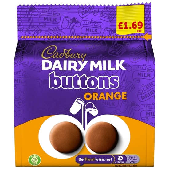 Picture of PM £1.69 CADBURY ORANGE BUTTONS 85G X 10 