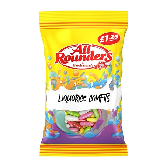 Picture of PM £1.25 ALL ROUNDERS LIQUORICE COMFITS 110G X 12