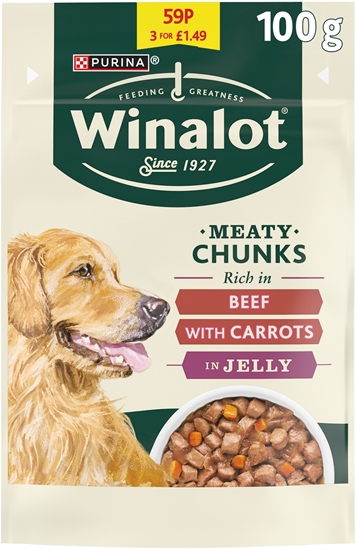 Picture of PM 3/£1.49 WINALOT BEEF CARROTT JELLY POUCH100gX20