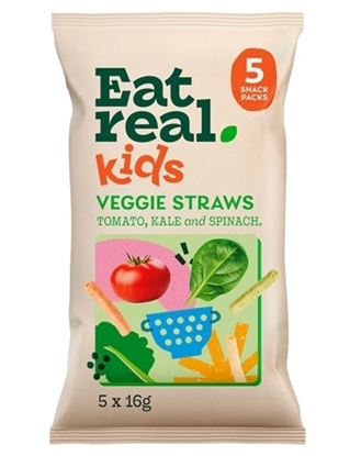 Picture of EAT REAL VEGGIE STRAW TOM/KAE/SPINACH 16G 4PK X 5 